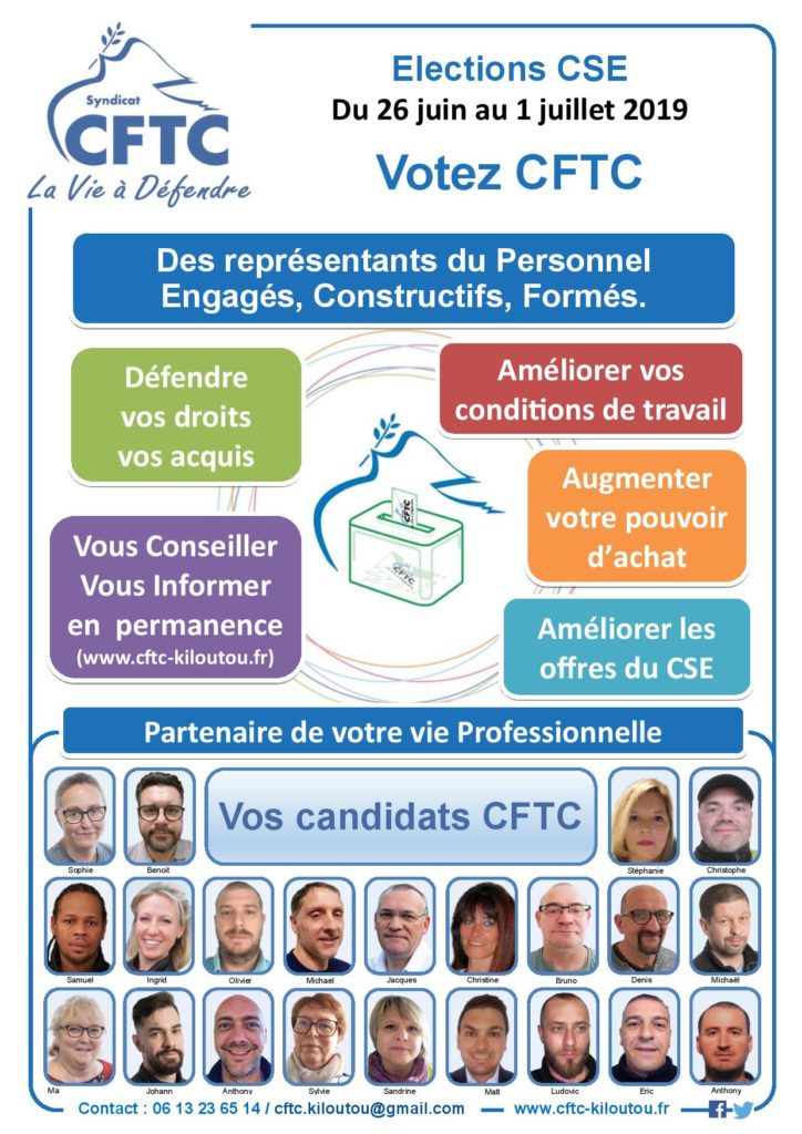 Elections CSE du 26 au1er juillet 2019 | CFTC Kiloutou